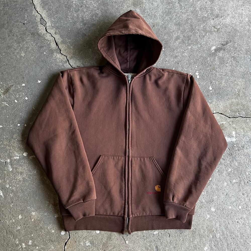 Carhartt brown zip up hoodie work wear sweatshirt